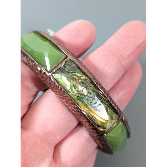 Dana Buchman Green Faux Abalone Copper Tone Bracelet 7" NEW - Picture 4 of 7